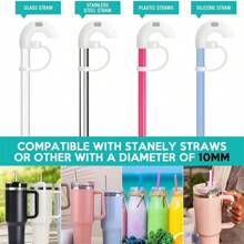 2pcs Silicone Anti-Wrinkle Straw Covers For Cups - Fits 9-10mm Straws, Perfect For 30oz & 40oz Tumblers, Reusable Leakproof Toppers - Multicolor - View 7