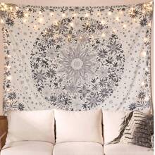 1 Pc Bohemian Tapestry Wall Hanging, Beige White Floral Tapestry With Dotted Daisy Medallion Print Bedroom Boho Hippie Home Decor Rama Decoration Rama Gifts Birthday Graduation