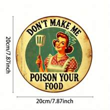 1 件复古“别让我毒害你的食物”金属标牌 - 装饰性圆形牌匾，适用于墙壁艺术、家庭、厨房、餐厅、酒吧、咖啡厅、车库装饰，20 厘米复古金属牌匾 - 彩色 - 查看 4