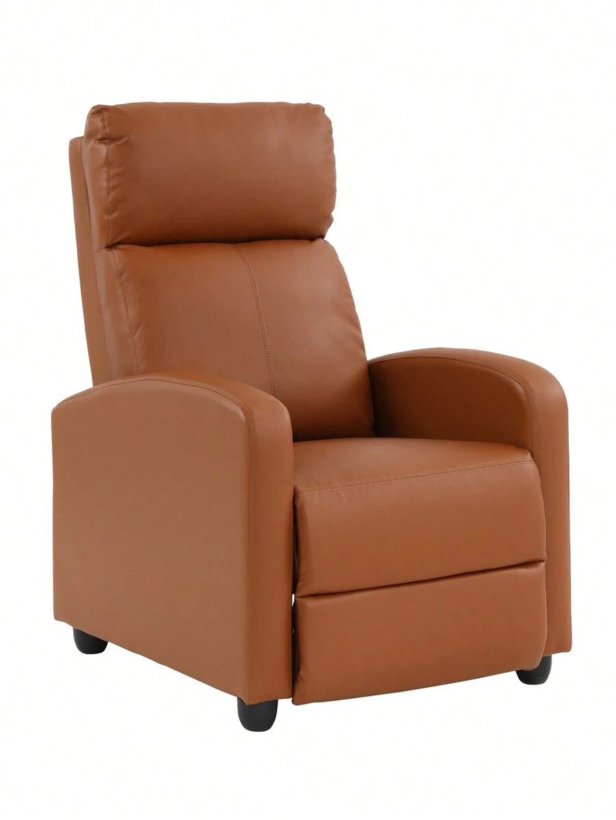 Recliner Chair PU Leather Recliner Sofa Home Theater Seating With Lumbar Support Overstuffed High-Density Sponge Push Back Recliners Armchair For Living Room - Tan - View 1