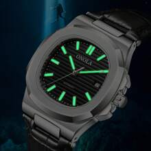 ONOLA Brand Luxury Wristwatch Men Automatic Mechanical Watches Waterproof Leather Luminous Dial 30M Waterproof Watch Men - màu đen - Xem 4