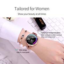 Smartwatch For Women Compatible For IPhone Android IOS Phones. Smart Bracelet With Female Menstrual Cycle Heart Rate Blood Pressure Remote Photography Waterproof Pedometer (Gold)