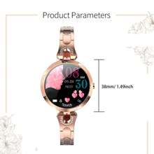 Smartwatch For Women Compatible For IPhone Android IOS Phones. Smart Bracelet With Female Menstrual Cycle Heart Rate Blood Pressure Remote Photography Waterproof Pedometer (Gold)