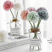 Set de 6 piezas/paquete de flores artificiales de crisantemo y hortensia en 3 colores mezclados, aptas para decoración del hogar, San Valentín, fiestas, Año Nuevo, ramos de boda y decoración - Multicolor - Ver 6
