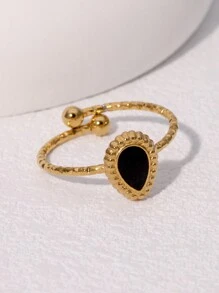 1 Stück eleganter vintage Design luxuriöser goldbeschichteter Edelstahl Tropfenring, geeignet für Damen für Alltag, Dates und Feiern