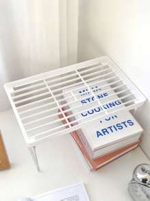 1pc Foldable Desk Storage Rack, Tabletop Riser Organizer, Bathroom & Kitchen Spice Shelf