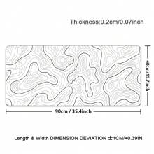 1 pieza Alfombrilla de ratón extra grande con diseño de curvas topográficas, base antideslizante y bordes cosidos, escritorio o almohadilla minimalista blanca para oficina o juegos de computadora