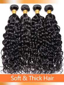 حزم شعر طبيعي مموج على شكل موجة ماء، حزم شعر طبيعي مجعد، لون طبيعي ناعم 3 حزم شعر برازيلي خام ومموج مناسب للنساء