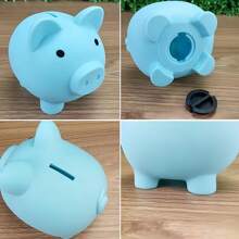 1 pièce Créatif mignon tirelire de cochon grande capacité anti-chute, tirelire de cochon de bande dessinée mignonne. Cadeau, tirelire, portefeuille de budget, boîte d'épargne, tiroir de caisse, tirelire, boîte à monnaie, tirelire, économiseur d'argent, boîte à pièces, économiseur d'argent, compteur de monnaie, boîte d'épargne, cadeau d'argent. Décoration de la maison, cadeau d'anniversaire. La petite boîte à monnaie bleue de cochon peut stocker 180 pièces, la grande boîte à monnaie bleue de cochon peut stocker 340 pièces