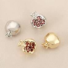 2/5pcs Copper With Cubic Zirconia Geometric Pomegranate Shaped Pendant, For DIY Bracelet, Necklace, Keychain, Jewelry Accessories