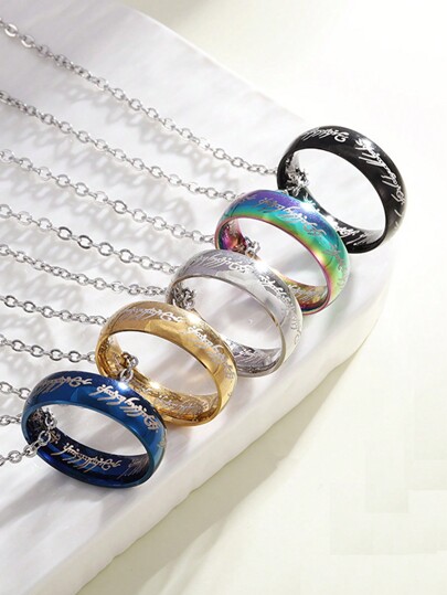 1 pezzo Collana con ciondolo di Bilbo Baggins e Gollum de , colore oro e nero, miglior regalo per uomo