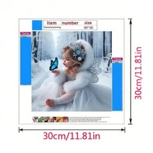 1 Set 5D DIY Diamond Painting Art Kit - Butterfly & Snowy Landscape - Full Drill Round Acrylic Mosaic Puzzle - Home Wall Decor, Office, Living Room Artwork - Animal Theme Canvas, Frameless