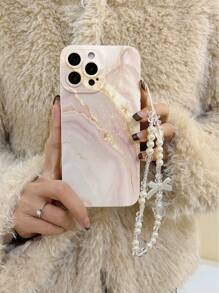 Móc khóa, dây đeo 1 chiếc, ốp điện thoại dày dặn chống rơi họa tiết đá cẩm thạch hồng pastel kèm vòng tay hạt cườm thủ công, tương thích với iPhone 16/16Pro/16Plus/16ProMax/15ProMax, tương thích với Apple P13/P14, A50/A12/A32/A52/A72/A51/A21S/A13/A14/S22 Ultra/S23/A33/A53/S20FE, tương thích với Redmi 11/12Pro/12/12X/Note11/9A/9C/Tương thích với Poco X3 NFC/Tương thích với Redmi 10/9/Note9/12C/Note11 Pro/10C/Note8 Pro. Chống nước, chống sốc, chống trầy xước. Phiên bản quốc tế, không phải phiên bản nội địa. - Nhiều màu - Xem 5