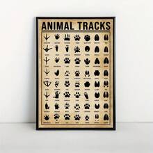 1 Pieza de Arte de Pared de Gráfico de Huellas de Animales Vintage - Perfecto para Decoración del Hogar y Decoración de Habitaciones - Póster Impreso en Lienzo, Sin Marco - transparente - Ver 4