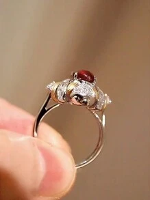 1 Peça Anel de Zircônia Quadrado Vintage de Prata Esterlina S925, Design Elegante Versátil Adequado para Uso Diário, Festivais, Festas, Presente de Joias para Mulheres - Anel feminino estilo palácio - Visão 3