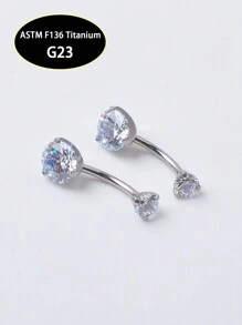 1 chiếc khuyên rốn bằng hợp kim titan cấp G23 5A Zirconia - Nhiều màu - Xem 3