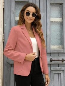 Women's Casual Blazers Long Sleeve Lapel Open Front Work Office Bussiness Warm Blazer Jackets Christmas Gift & New Year Gift - Pink - View 2