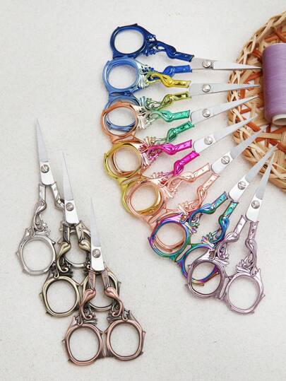 Stainless Steel Embroidery Scissors, Stainless Steel Crane-Shaped Scissors, Vintage Craft Scissors, Sewing Fabric Scissors, Embroidery Scissors, Cross-Stitch Thread Scissors, Paper Office Stationery Scissors, Pointed Eyebrow Scissors, Multi-Purpose Small Scissors