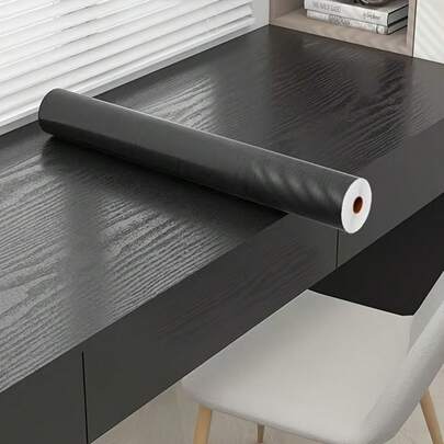 1 卷黑色木纹可移除即撕即贴防水 PVC 壁纸，耐油，适用于厨房、卧室、客厅、台面、家具、浴室翻新、翻新贴纸可剥离墙板、墙纸、壁纸、春季装饰品让您的家焕然一新、拉玛装饰贴纸礼物生日毕业墙贴房间装饰墙面装饰墙贴