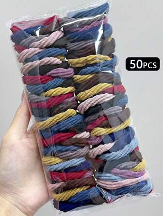 20/50/100 Women's Dark Color Mixed Simple And Versatile High-Stretch High-Ponytail Hair Tie Ponytail Holders Hair Elastics Hair Rubber Bands Scrunchies Hair Rope Elastic Hair Tie Hair Accessories
