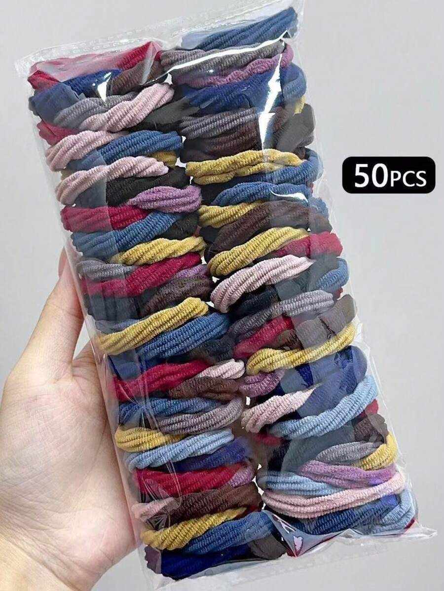 20/50/100 Women's Dark Color Mixed Simple And Versatile High-Stretch High-Ponytail Hair Tie Ponytail Holders Hair Elastics Hair Rubber Bands Scrunchies Hair Rope Elastic Hair Tie