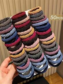 20/50/100 Women's Dark Color Mixed Simple And Versatile High-Stretch High-Ponytail Hair Tie Ponytail Holders Hair Elastics Hair Rubber Bands Scrunchies Hair Rope Elastic Hair Tie