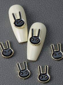 10 pezzi Decorazioni da unghie a forma di coniglietto di Pasqua - Decorazioni 3D in bianco e nero per unghie fai da te, scarpe, vestiti e lavori artigianali - Multicolore - Visualizzare 4