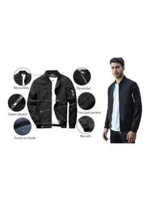 Chaqueta Ligera Para Caballero Y Chamarra Casual Para Hombre - Negro - Ver 5