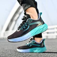 1 Pair Couple Running Shoes, Size 36EUR-48EUR For Men & Women, Rotating Button Closure, Breathable Mesh, Suitable For Workout & Running - Black - View 6