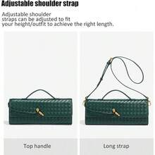 Suitable For Women Evening Woven Clutch Bag Casual Fashion Shoulder Bag Single Shoulder Handbag Vegan Leather Crossbody Bag - 黑色 - 查看 4