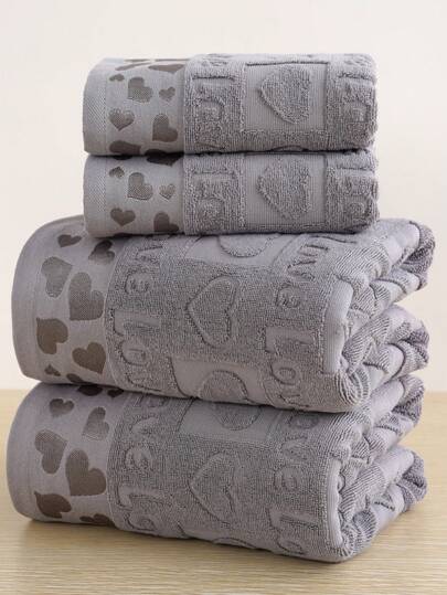 QIBHI 1/2/3 pezzi Asciugamano da bagno con motivo jacquard a forma di cuore/1 pezzo Asciugamano viso, in spugna, per una casa accogliente, per coppie, feste, San Valentino, in varie misure, assorbente e morbido, per scuola, salone di bellezza, casa, bagno, doccia, hotel, sport, essenziali per la casa, asciugamano, cura della pelle