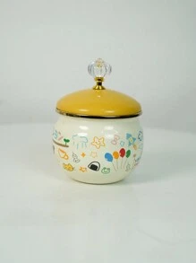 1pc Multi-Color Enamel Jar With Lid, Household Kitchen Storage Container For Spices, Sugar, Seasonings. Living Room Storage For Coffee Beans, Tea Leaves, Herbal Tea. Luxury Gift Jar For Elders And Relatives. - Multicolor - View 11