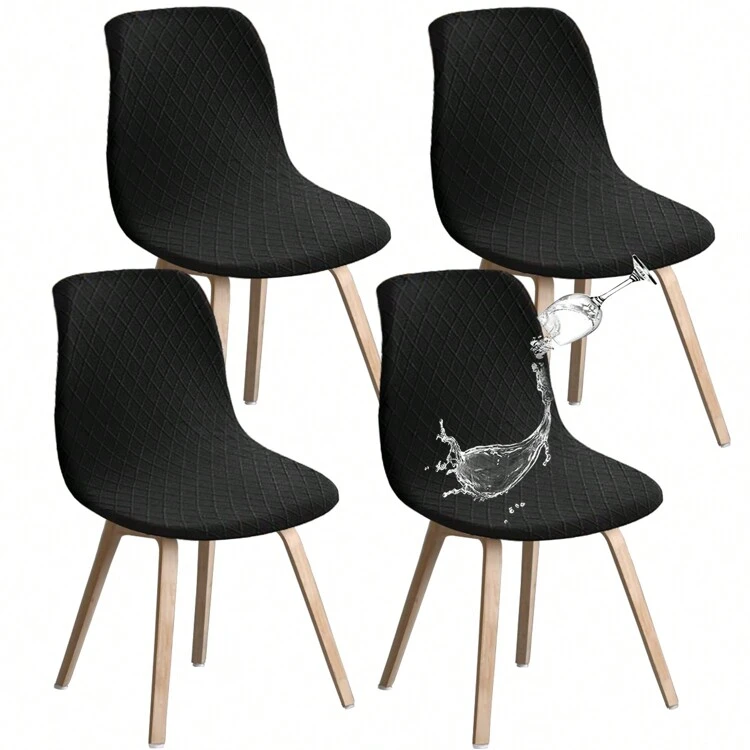 4 st Vattentät Jacquard Stretch matstolsöverdrag, avtagbara halkfria köksstolar med överdrag - 4 stycken - Visa 15