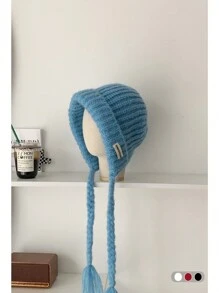 1pc Autumn & Winter New Arrival Warm Tweed Knitted Cap, Unisex Ski/Beanie Hat With Ear Flaps - Multicolor - View 8