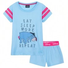 Disney Short Pyjama Set Soft Breathable 2 Piece Lounge Wear Gift - Blue - View 1