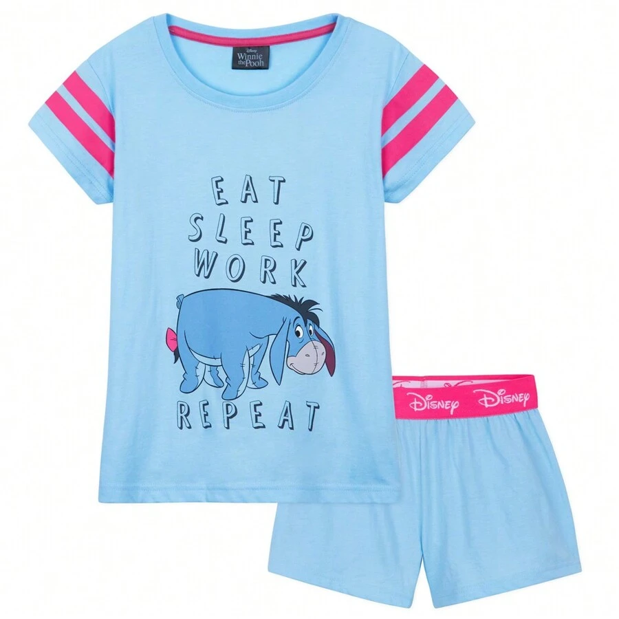 Disney Short Pyjama Set Soft Breathable 2 Piece Lounge Wear Gift - Blue - View 1