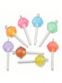 10pcs DIY Resin Acrylic Accessories - Star, Heart And Lollipop Shaped Pendants For Bag, Bracelet And Holiday Gifts