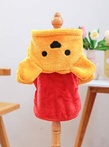 1 件适合小型犬/猫的宠物服装，可爱法兰绒变形服装 - 红色/黄色熊 - 紅色 - 查看 2
