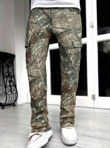Men's Fashion Versatile Casual Outdoor Activity Denim Cargo Jeans, Streetwear Comfortable Cargo Pants Fit, All Season