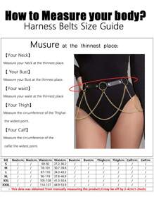 1pc Women Gothic Style All-Match Adjustable Triple Chain Black Waist Belt For Daily Wear Harness Halloween