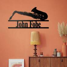 1pc Customized Saxophone Metal Wall Art, Modern Decorative Iron Plaque, Suitable For Office, Living Room, Bedroom, Terrace, Kitchen, Garden, Store, Cafe, Ballroom, Bar, Country House Wall Decor, Housewarming, Holiday, Birthday Gift, Saxophone Music Lover Gift, Removable And Reusable. Gifts Graduation