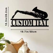 1pc Customized Saxophone Metal Wall Art, Modern Decorative Iron Plaque, Suitable For Office, Living Room, Bedroom, Terrace, Kitchen, Garden, Store, Cafe, Ballroom, Bar, Country House Wall Decor, Housewarming, Holiday, Birthday Gift, Saxophone Music Lover Gift, Removable And Reusable. Gifts Graduation