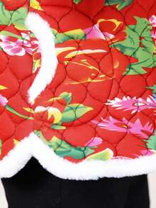 JSZ&WM 中国风,花卉,满版印花,中等厚度,仿羊毛面料,立领,2025,春/秋,休闲,优雅,女士唐装,女士春装,90年代服装 - 紅色 - 查看 5