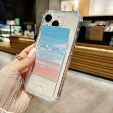 Slip-Resistant Card Holder Cover, Minimalist Artistic Cute New Design Women's Retro Fashion Special DIY Silicone Phone Case, Compatible With IPhone 15/15 Pro/15 Pro Max/14/13/12/11/Xs Max Series Phone Protective Cover - Clear - View 8