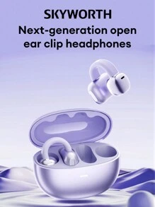 SKYWORTH Auriculares Bluetooth SKYWORTH STB006, auriculares con gancho para la oreja con cancelación inteligente de ruido, sonido estéreo sin pérdidas, llamadas de voz de alta definición con micrófono, larga duración de la batería, baja latencia, diseño compacto y portátil, cómodo diseño de oído abierto, auriculares inalámbricos