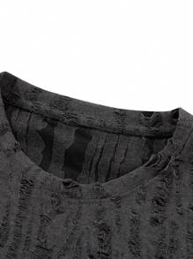 男士夏季破洞时尚休闲百搭短袖 T 恤 - 深灰色 - 查看 6