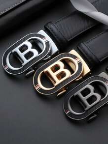 Cinturón de hombre de negocios popular de hebilla automática con estampado de letras elegante y versátil como decoración