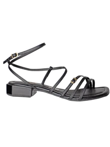 AC. ANA CRISTINA FOOTWEAR Sandália Feminina Salto Saltinho Bloco Hexagonal Fivela Confortável