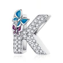 Easvnya Silver Butterfly Cubic Zirconia Letter A-Z Pendant, Suitable For Handmade Bracelet Necklace Minimalist Fashionable Jewelry DIY, Women Birthday Party Gift