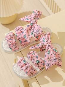 1 Pair Girls Criss-Cross Slippers Princess Style, Casual Cute Outdoor Soft Bottom Comfortable Sandals, Versatile & Sweet For Summer - Pink - View 2